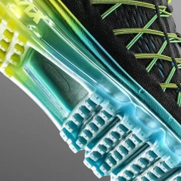 Excellent Nike Air Max 2015 Indigo Turquoise Volt Womens 10.5 US 42.5 EUR Mens 9 - Picture 15 of 16